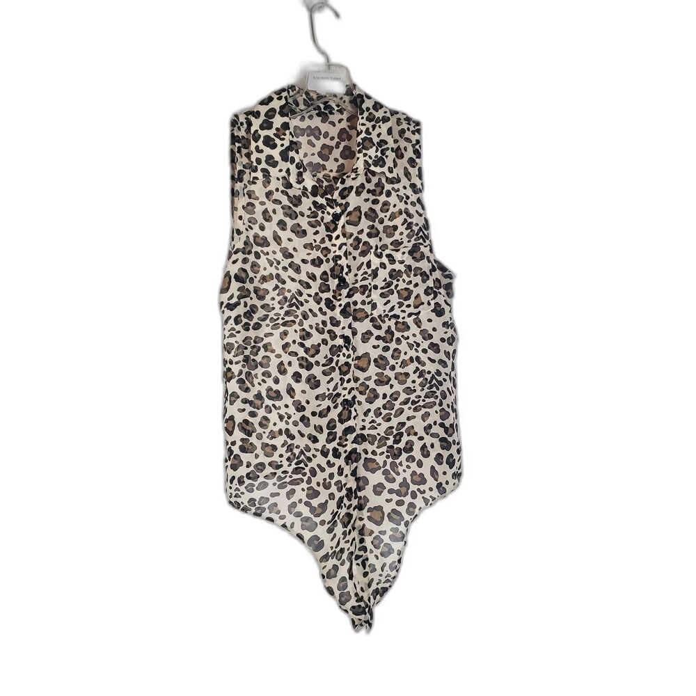 Women's Leopard Print Button Down Shirt Blouse Size S